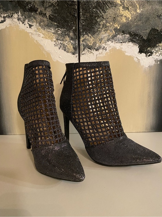 Shoes - Black Mesh Pointed-Toe Ankle Boot Booties